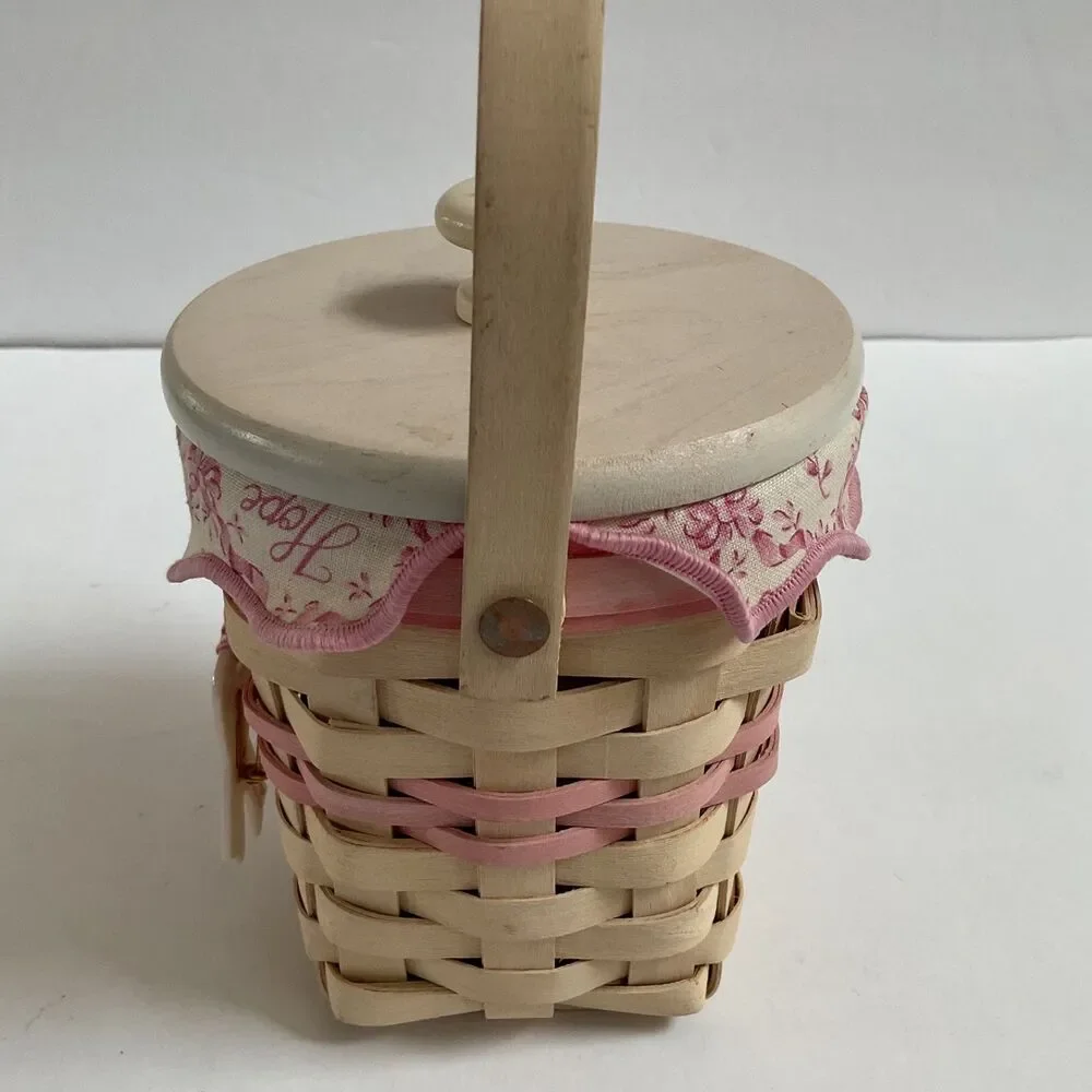 Longaberger 2002 Whitewashed Horizon of Hope Basket Liner Protector Tie On